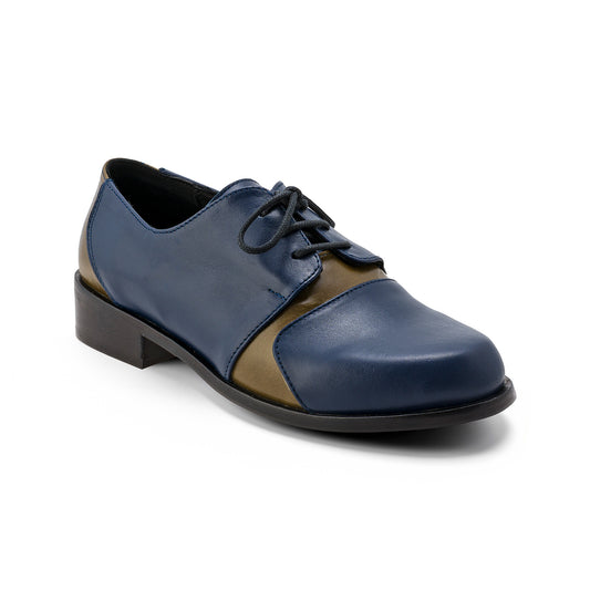 Zapato Oxford Elia Cuero Azul calpany & verde oliva